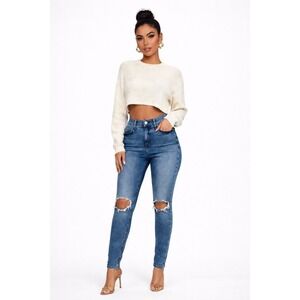 Free People Turquoise Distressed Knee Skinny Jeans W29‎ NWT